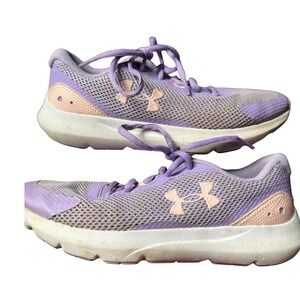 Under Armour Surge 3 Shoes. SIZE Youth 5Y  Purple Peach Mesh Running Shoe Girls